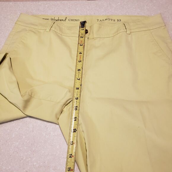 Talbots Pants Womens 10 Yellow Weekend Chino Stretch Pockets Skinny Leg Casual - Picture 8 of 9